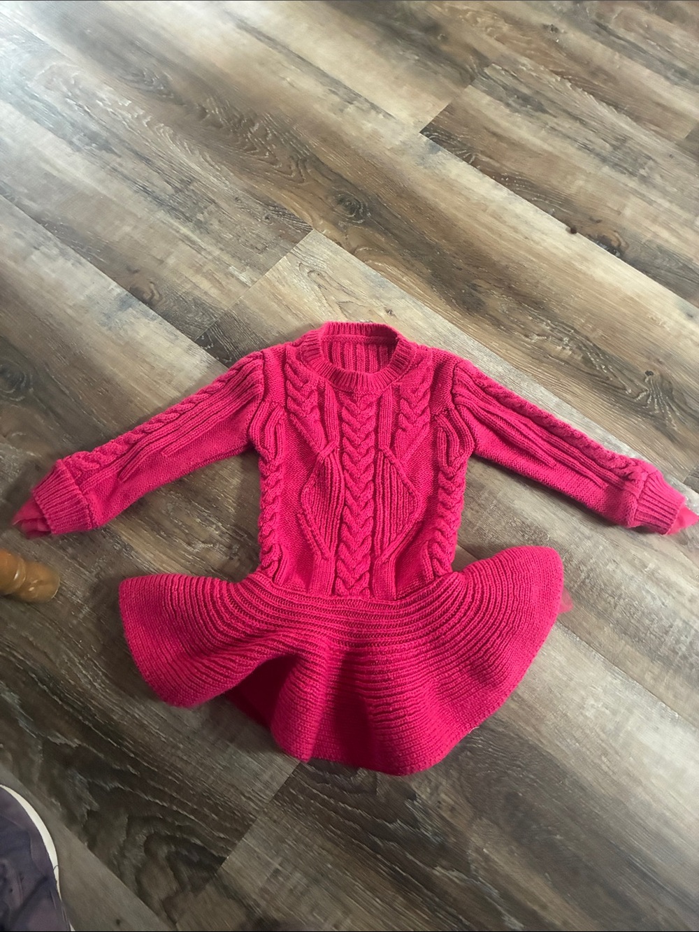 Girls pink cable knit sweater dress 4t